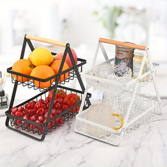 Foldable Iron Fruit Basket Desktop Storage Rack