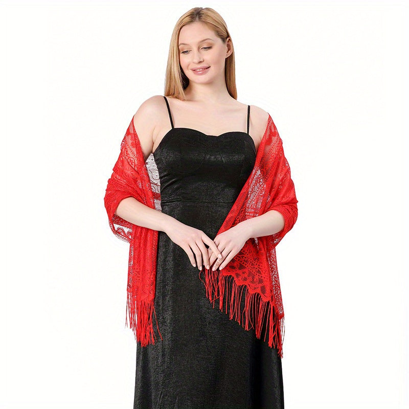 Lace Hollow Out Tassel Scarf Dress Shawl Party Evening Fashionable Scarf