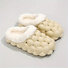 Men's Warm Bubble Slides with Fleece Causal Slippers