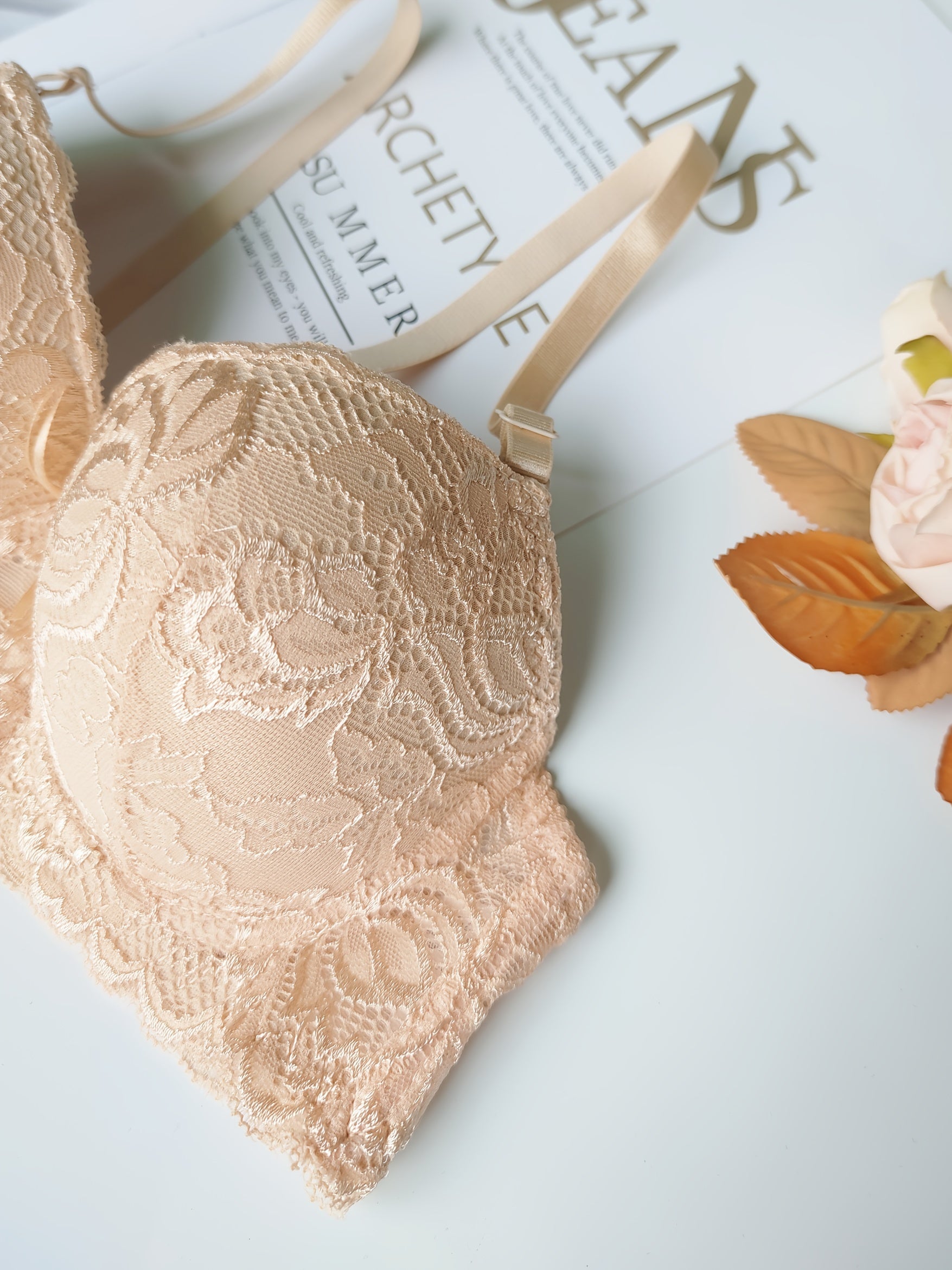 2pcs Lace Push Up Bra Comfy & Breathable Women's Lingerie