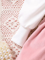 Sweet & Baby Girls Princess Dress Long Sleeve Top Velvet Skirt With Big Bow Back