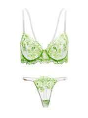 Floral Bra & Panties Lingerie Set Women's Underwear