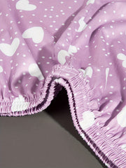 Heart Print Sleep Bottoms & Lace Trim Elastic Waistband Shorts