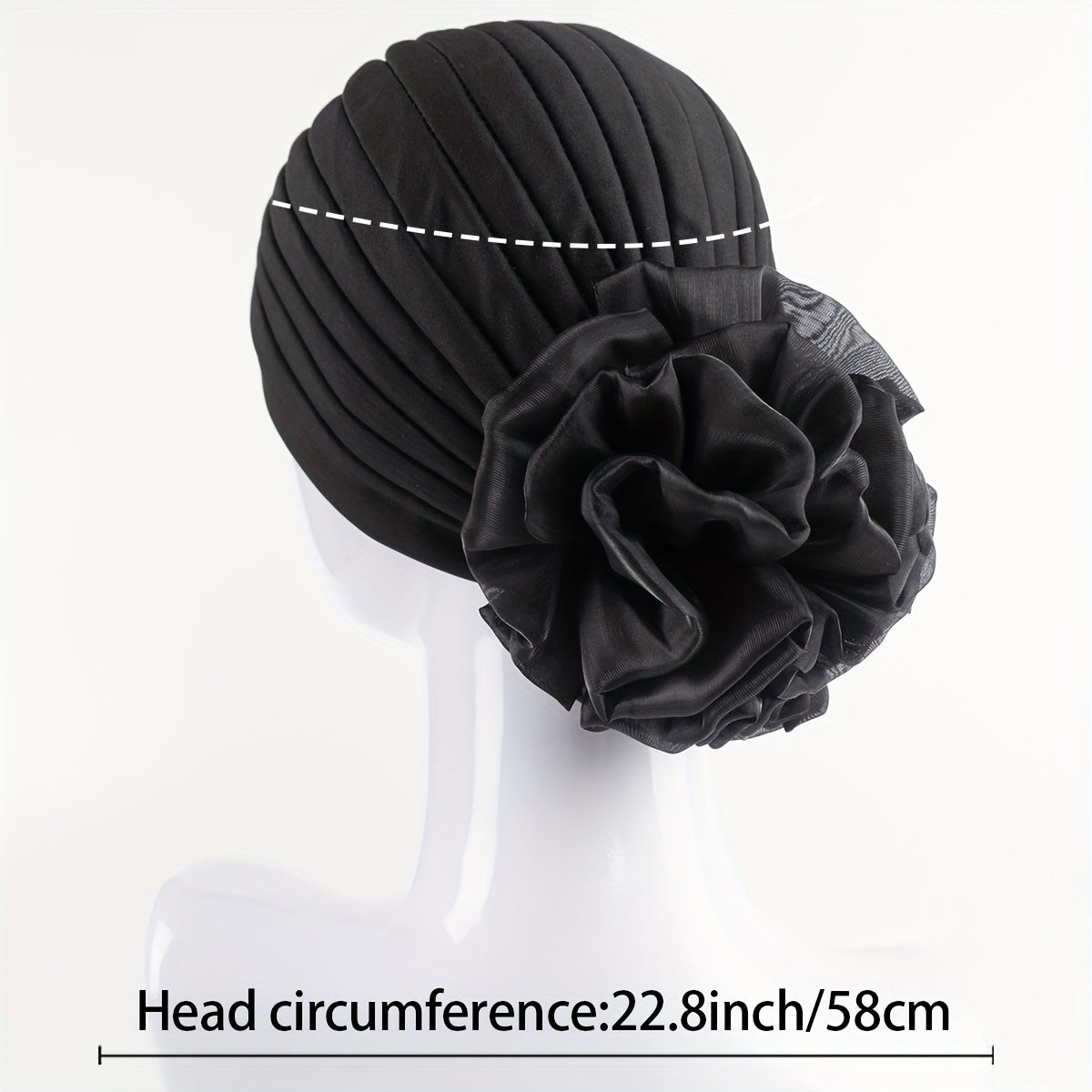 Pleated Mesh Flower Turban Head Wrap Bandana Chemo Cap