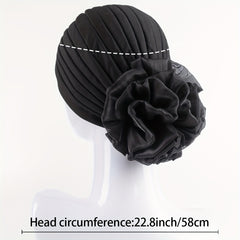 Pleated Mesh Flower Turban Head Wrap Bandana Chemo Cap
