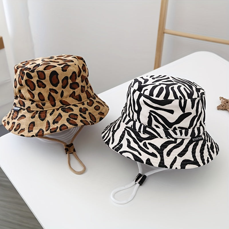 Warm Leopard Print Children's Fisherman Hat for Outdoor Travel