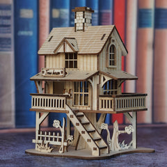 Wooden Forest Cabin 3D Puzzle Kit Yellow