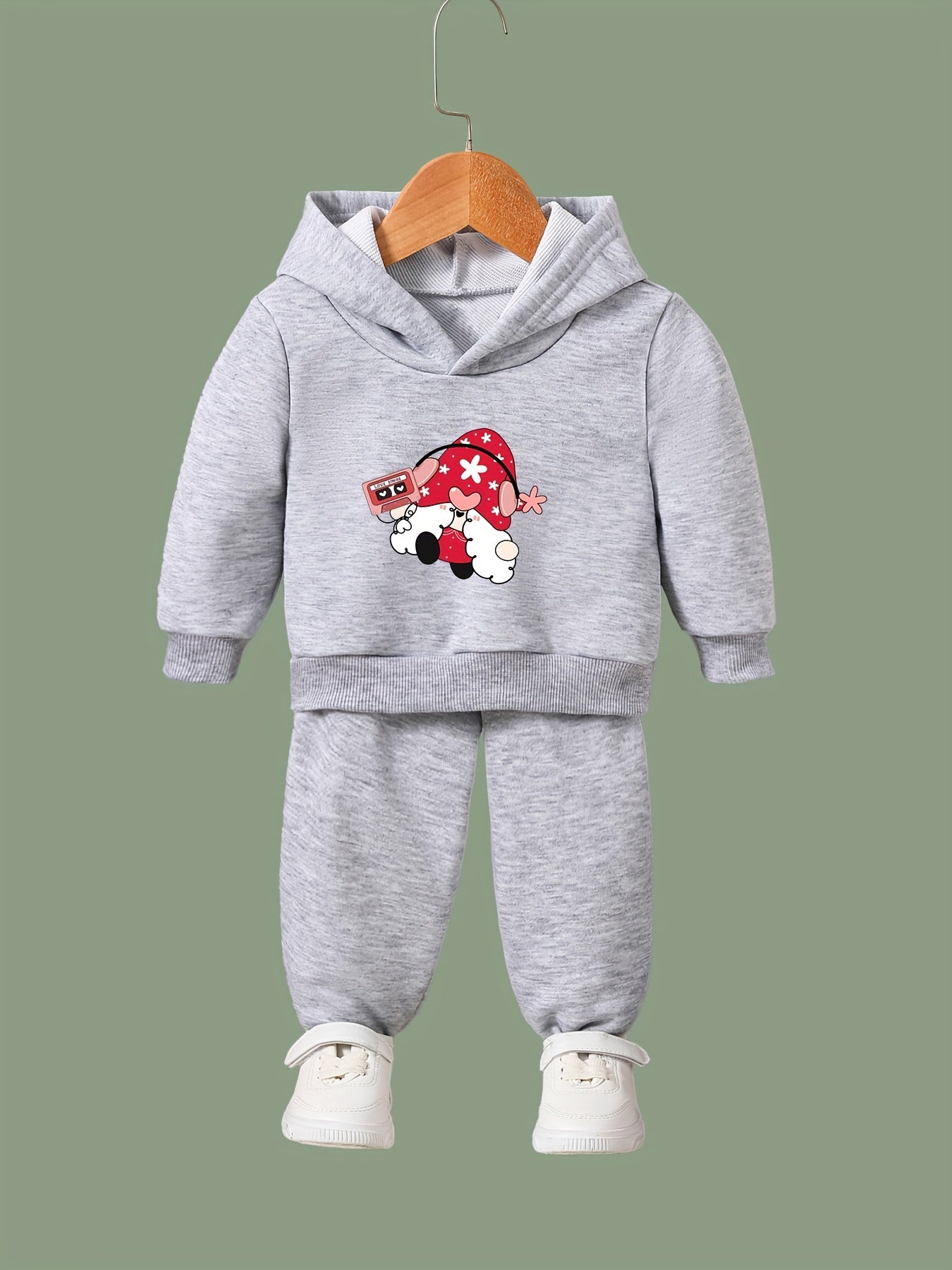 OERYUI 2pcs Santa Gnome Print Hoodies Pants Set For Girls Boys