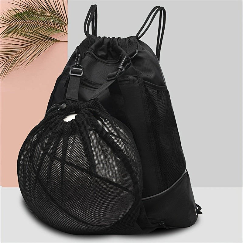Drawstring Backpack for Outdoor Sports - Basketball and Football Bag
