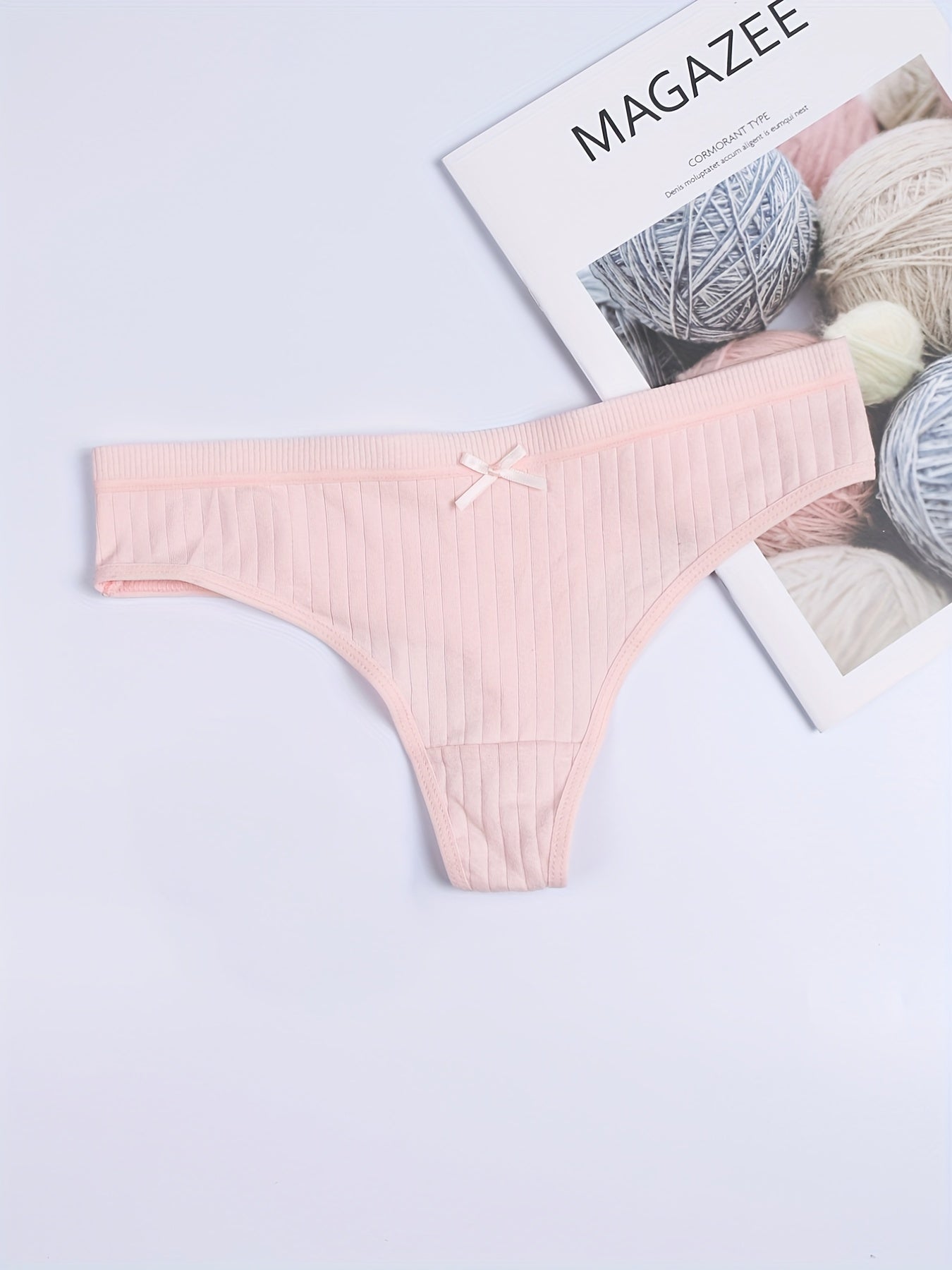 6 Pack Plus Size Ribbed Solid Thongs Women's Plus Medium Stretch Thongs