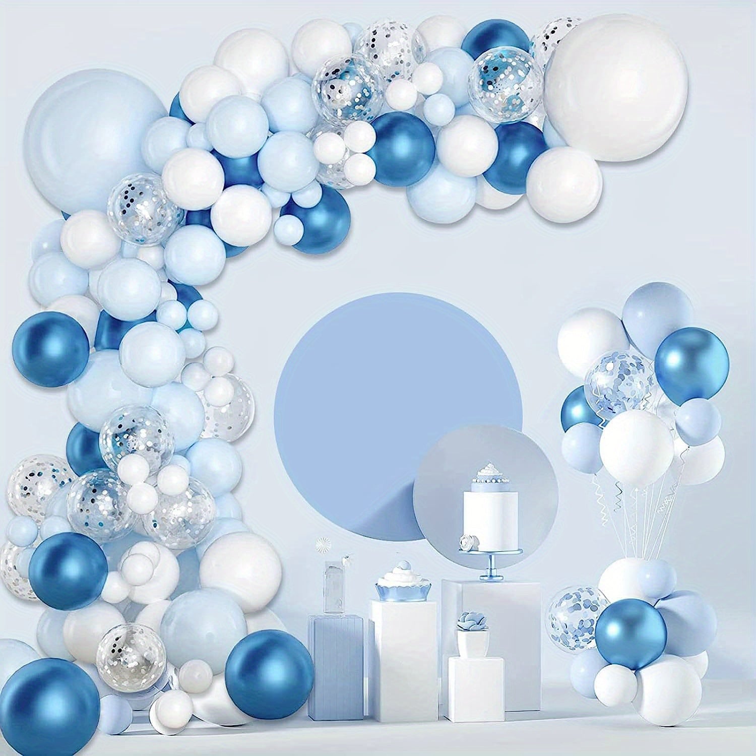 102pcs Balloons Arch Garland Kit Metallic Light Confetti Silvery Latex Balloons