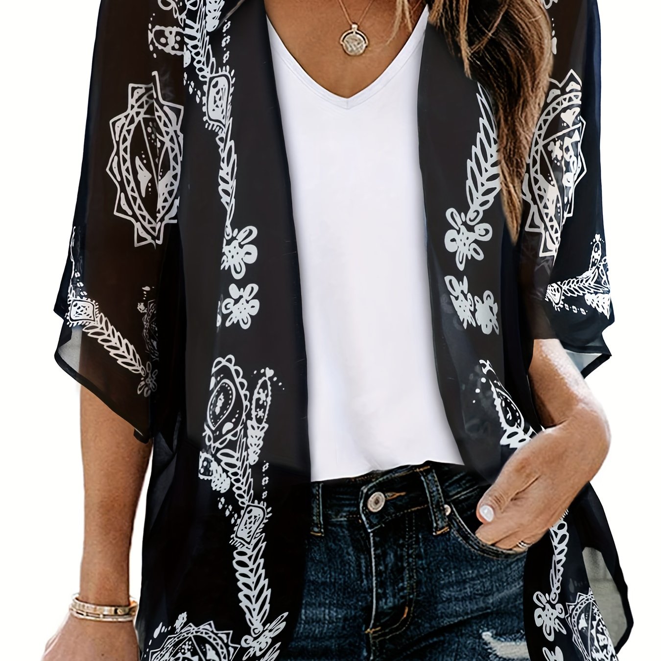 Boho Cover Up Paisley Print Cardigan