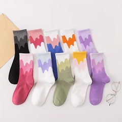 10 Pairs Colorblock Crew Socks Comfy & Breathable Women's Stockings