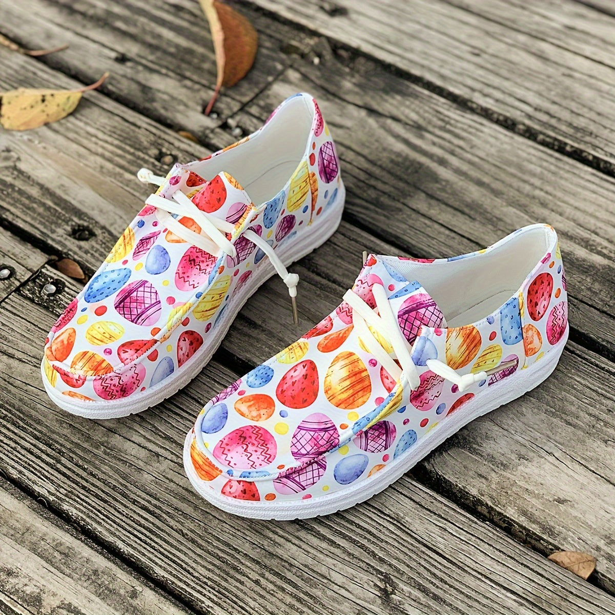 Colorful Pattern Flat Skate Shoes Breathable Lightweight Casual Sneakers
