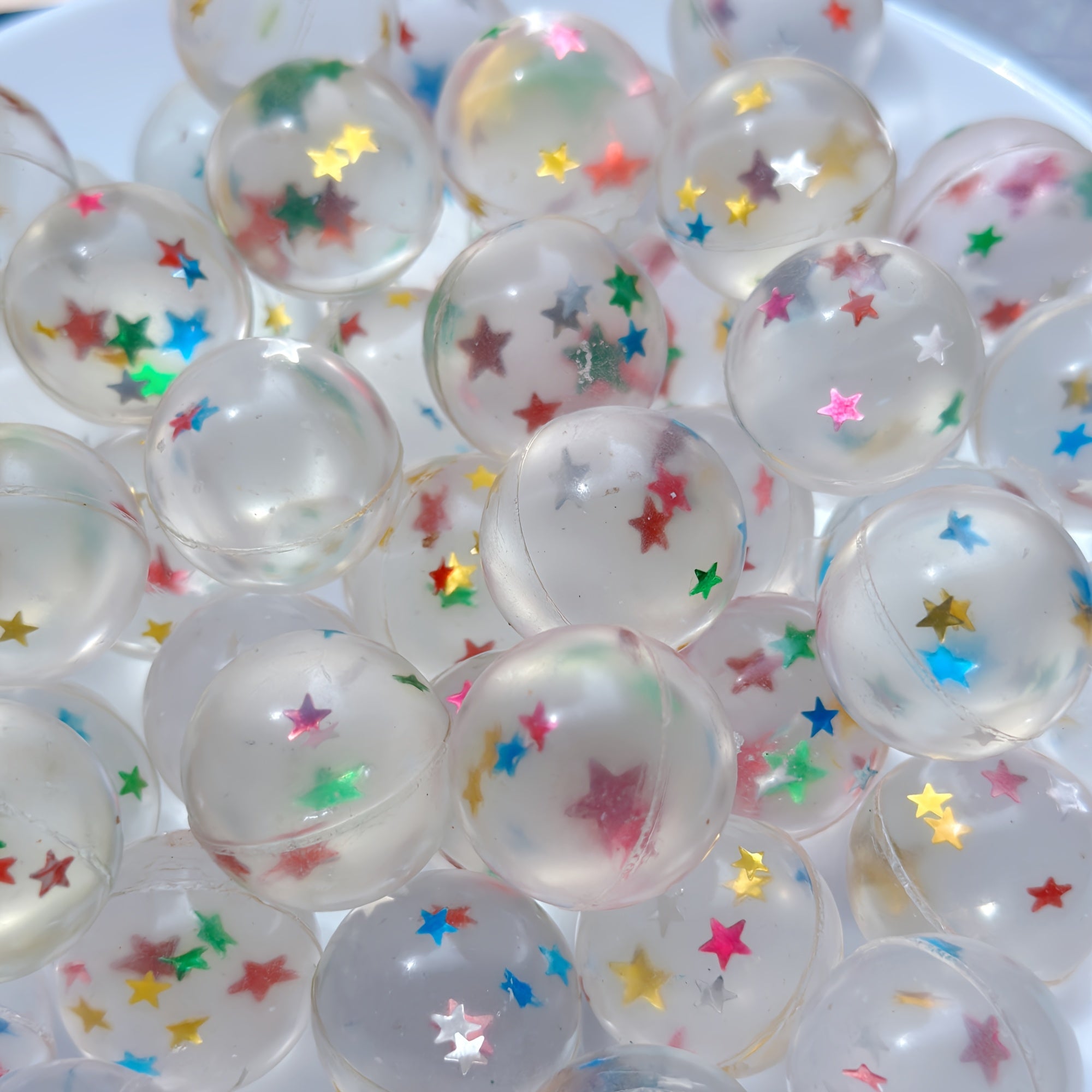 Colorful Star Sequin Bouncy Balls Mixed Colors Rubber for Fun Parties Events