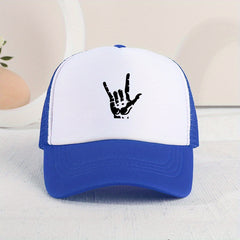 Rock Gesture Mesh Stitching Cap Sun Protection for Kids