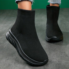 Women's High Top Slip On Sock Sneakers Breathable Knit Shoes