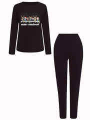 Women's Plus Size Snowflake & Cartoon Print Tee & Leggings Outfits