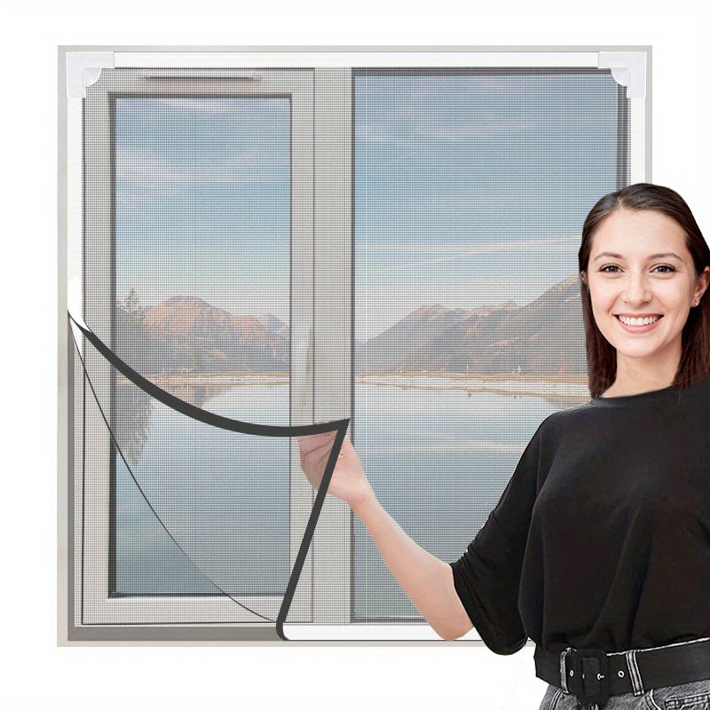Adjustable Magnetic Window Screen with Fine Mesh Screen Protector