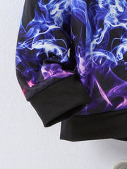 Boys Hoodie Tops Gradient Fume Print Casual Pullover Zip Up Sweatshirt