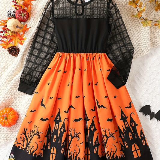 Castle Princess Girls Halloween Dress Long Sleeve Ca