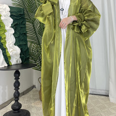 Organza Lantern Sleeve Open Front Robe