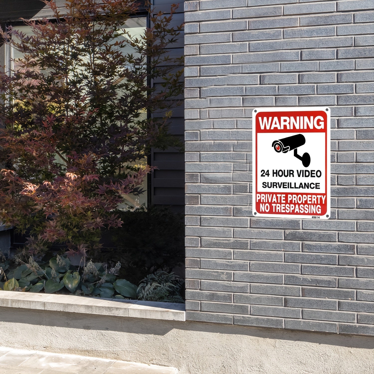 4pcs No Trespassing Signs Private Metal 24 Hour Video Surveillance Signs