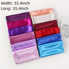 Solid Satin Hijab Large Square Scarf Turban Women Silk Bandana