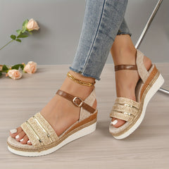 Women's Wedge Platform Sandals with Ankle Strap