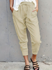 Drawstring Waist Solid Casual Pants for Women