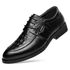 Crocodile Embossed Pointed Derby Shoes for Wedding Business