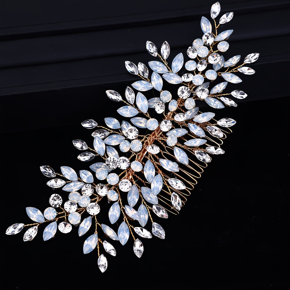 Crystal Leaf Bridal Hair Comb Alloy Wedding Accessory