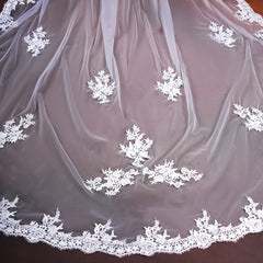 3m Long Bridal Veil w/ Lace Soft Tulle Wedding Headpiece Romantic Theme