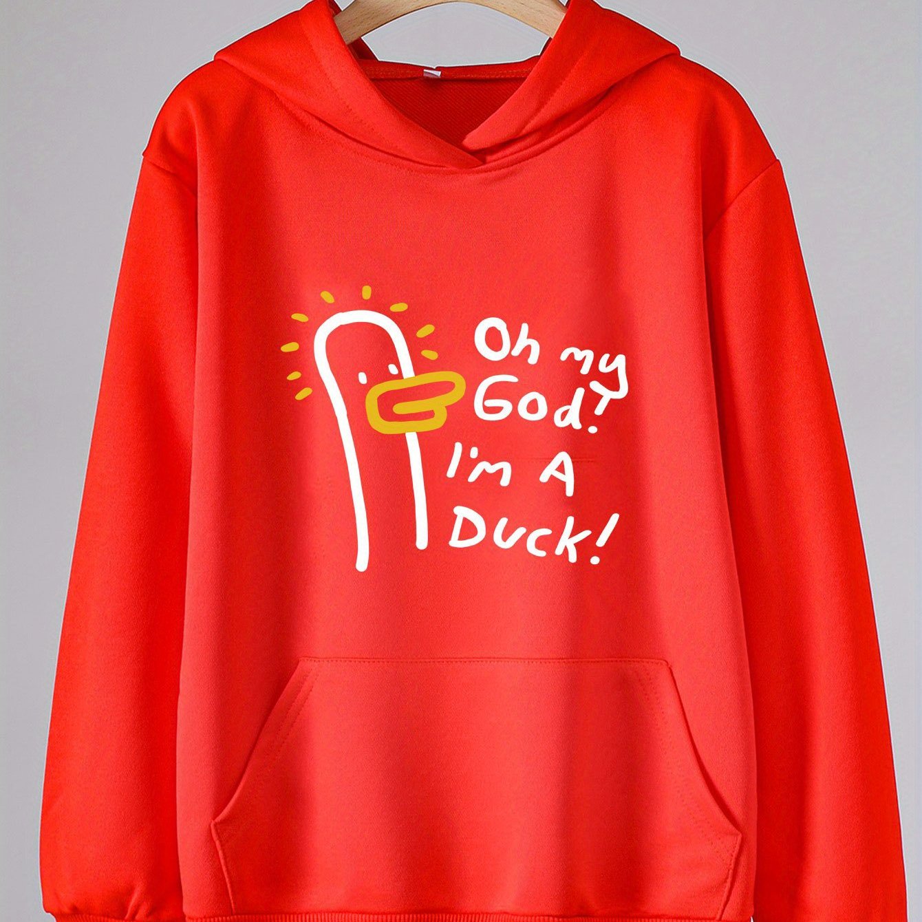 Duck Print Hoodie For Girls Kids Pullover Hooded Top