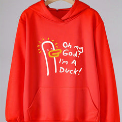 Duck Print Hoodie For Girls Kids Pullover Hooded Top