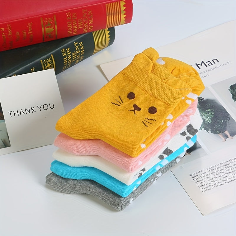 2 Pairs Girls Kids Breathable Crew Socks for Spring Summer