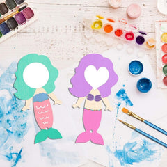 12 Mermaid Craft Birthday Wooden Hand Mirrors for Guests