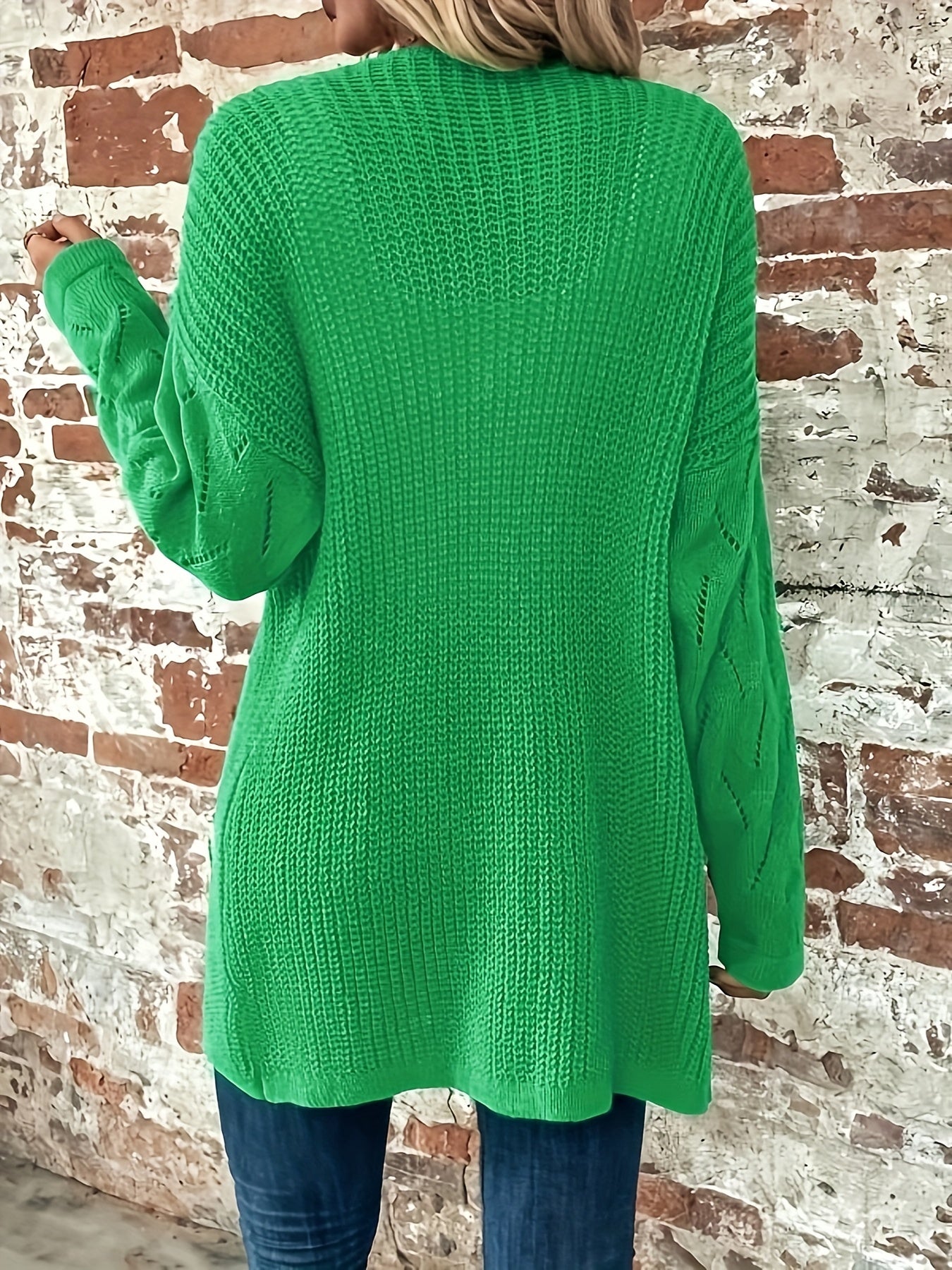 Eyelet Embroidered Open Cardigan Long Sleeve