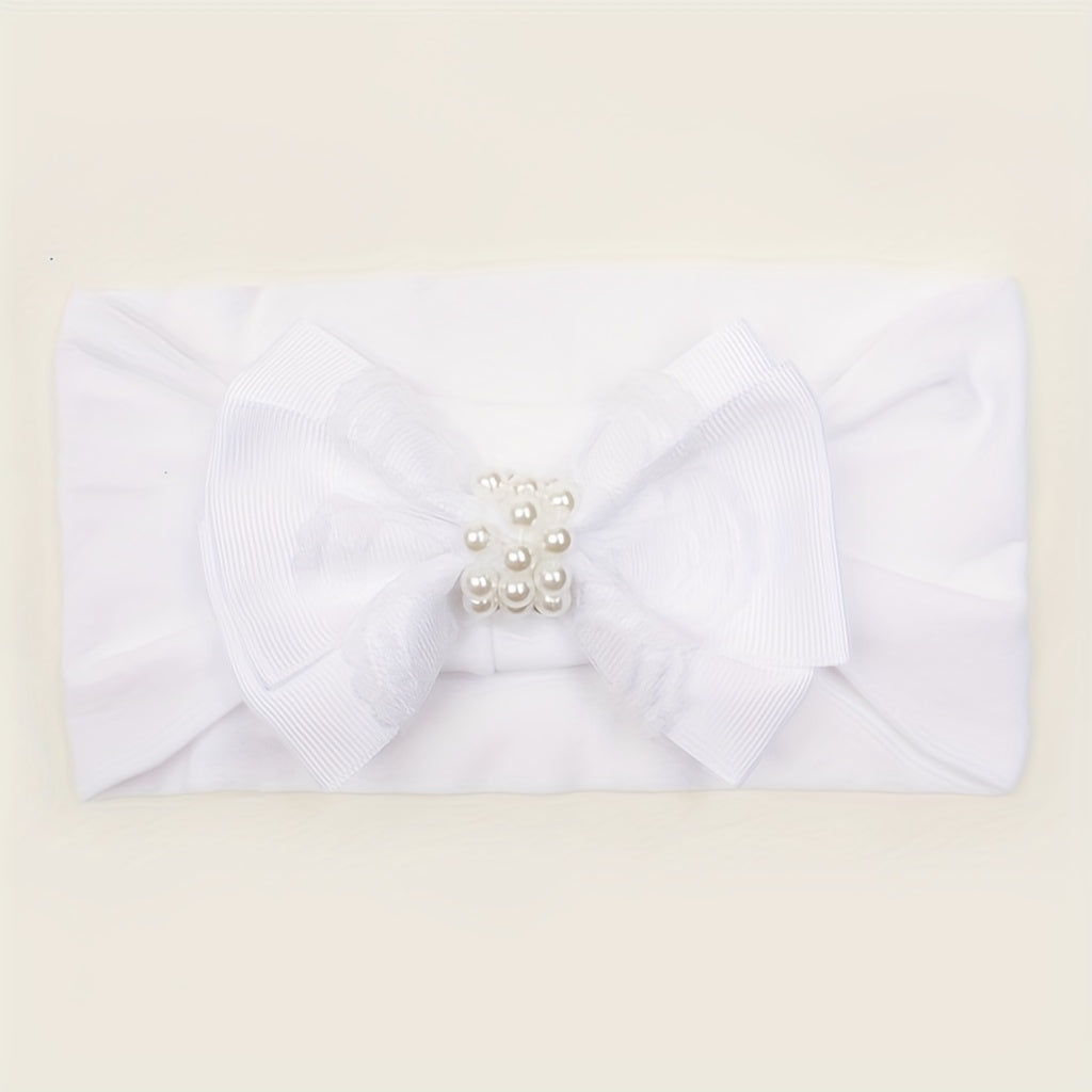 Fall Pearl Nylon Bow Baby Headband