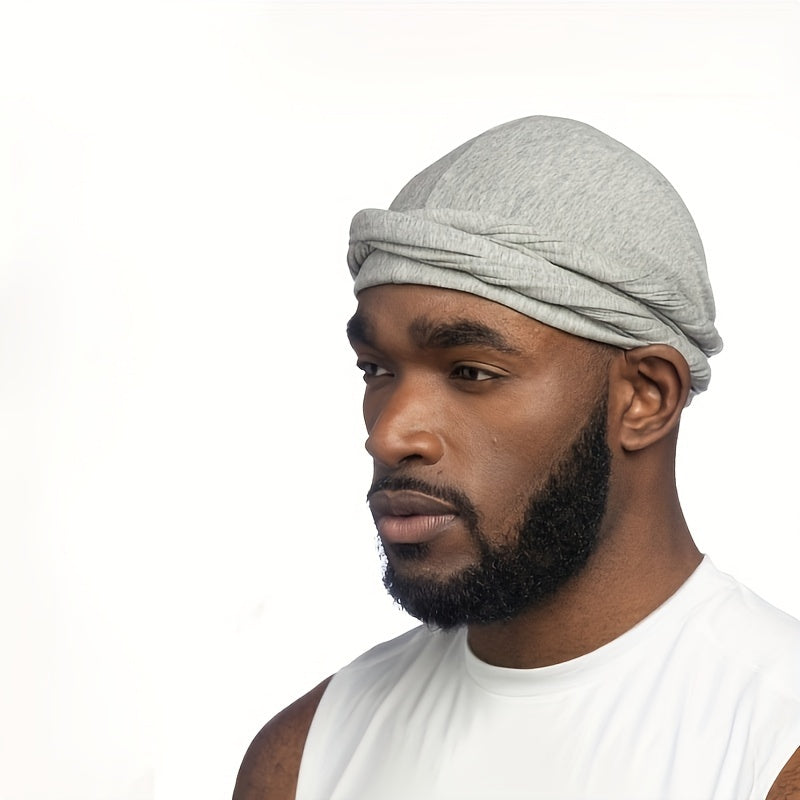 Men's Bandana Hat Braid Scarf Hat Wrap Head Hat Soft Satin Inner Hat