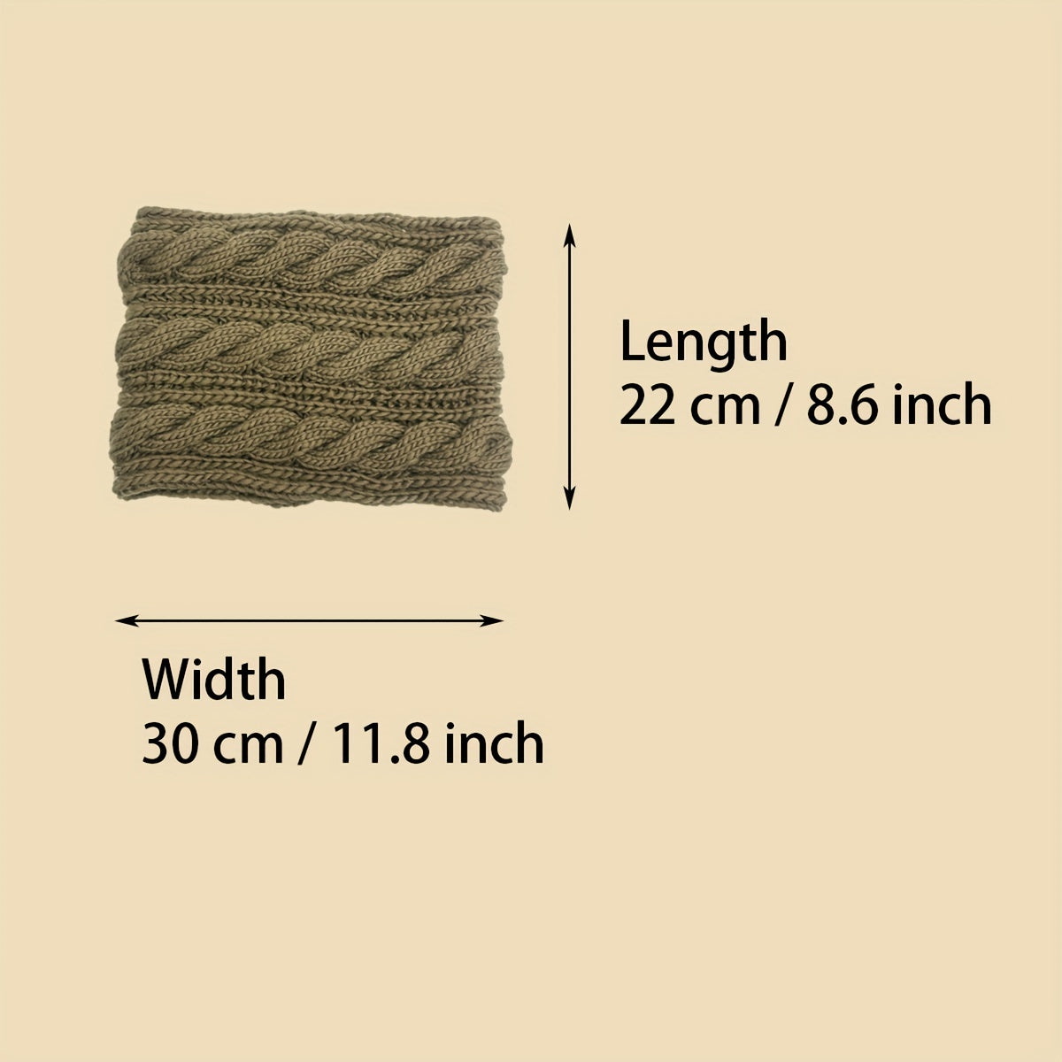 Khaki Ribbed Knit Warm Scarf Coldproof Neck Gaiter Thick Infinity Circle Loop