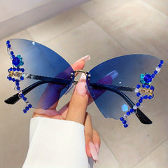 Y2K Butterfly Sunglasses Rhinestone UV400 Sun Shades