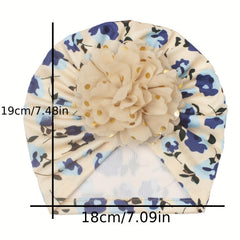 Floral Chiffon Flower Baby Hat Beanie Knotted Turban Hat