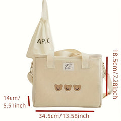 Bear Embroidery Insulated Mommy Bag Multifunctional Mother And Baby Bag