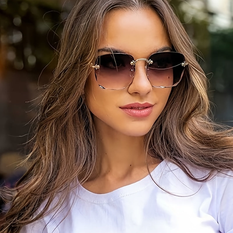 Square Rimless Sunglasses Gradient Glasses UV400
