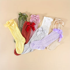 5 Pairs Cotton Bow Stockings for Baby Girls 12-36 Months