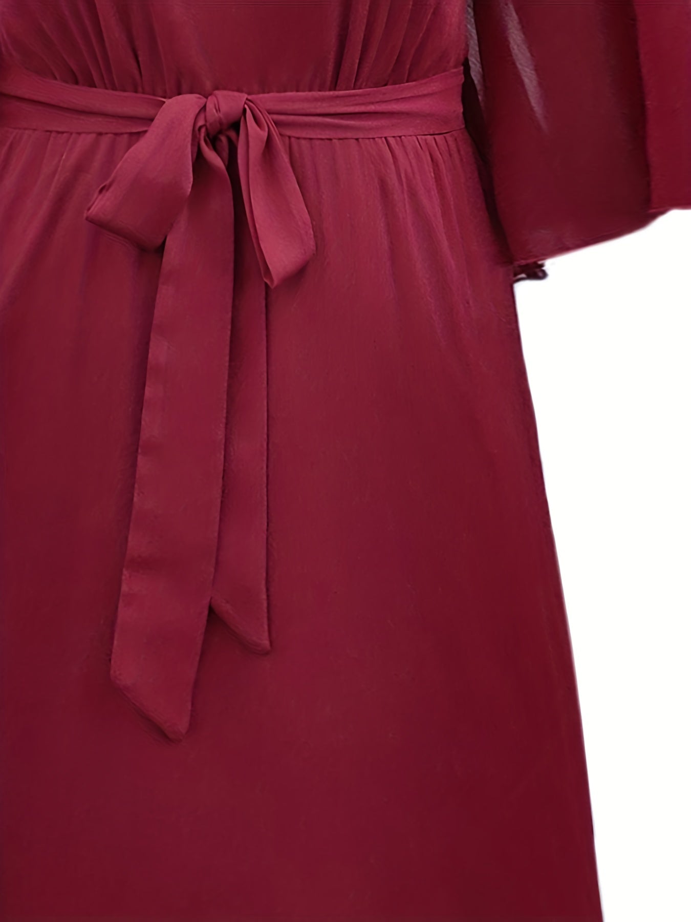 Flutter Sleeve V Neck Dress With Belt