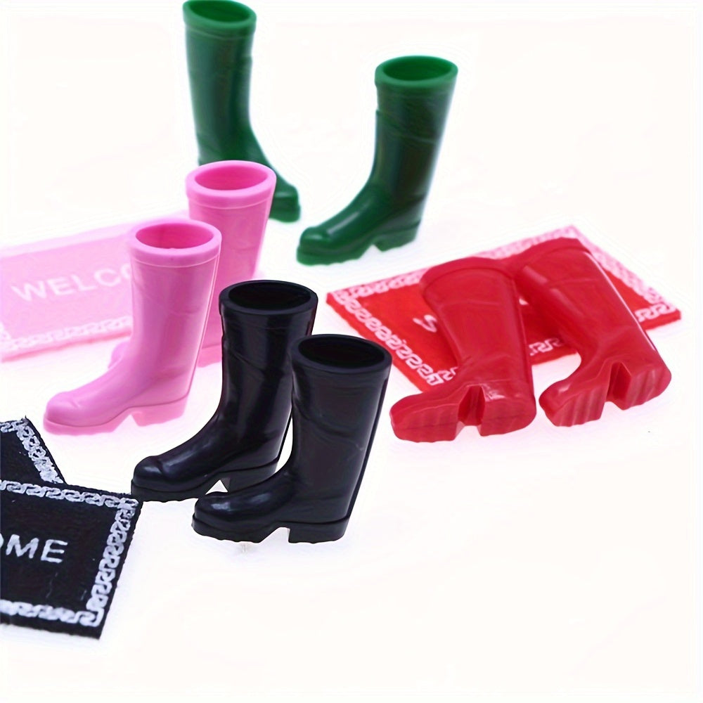 Silicone Rain Boots for 1:12 Dollhouses, Various Colors, Realistic Garden Scene