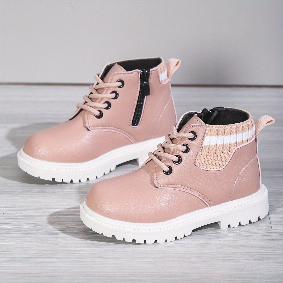 Vintage Ankle Boots For Girls Kids Wear resistant Non Slip Boots With Zipper