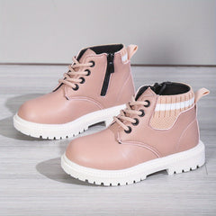 Vintage Ankle Boots For Girls Kids Wear resistant Non Slip Boots With Zipper